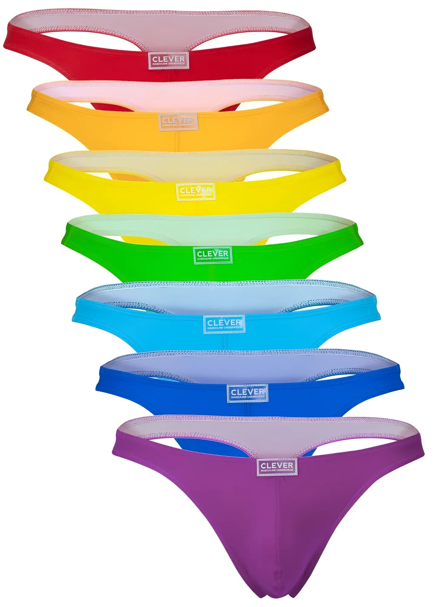 Clever 10009 7pk pride rainbow-colored thong underwear in smooth stretchy fabric for comfortable everyday wear