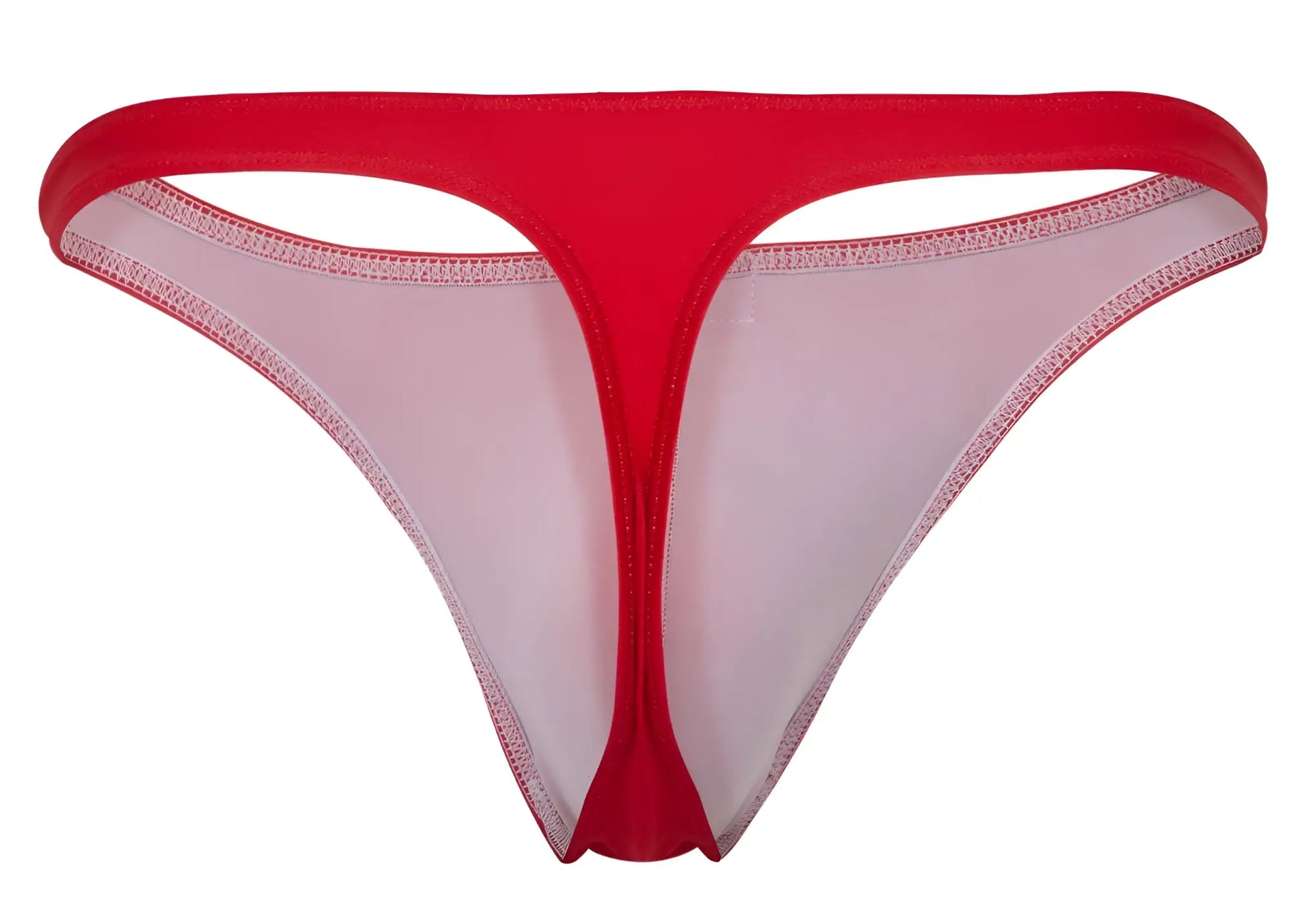 Red thong from clever 10009 7pk pride thongs with sheer white panel and red trim in multi-colored pack