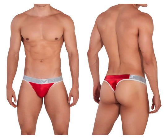 Red satin briefs with silver elastic waistband branded ever from clever 1410 earth thongs color red collection