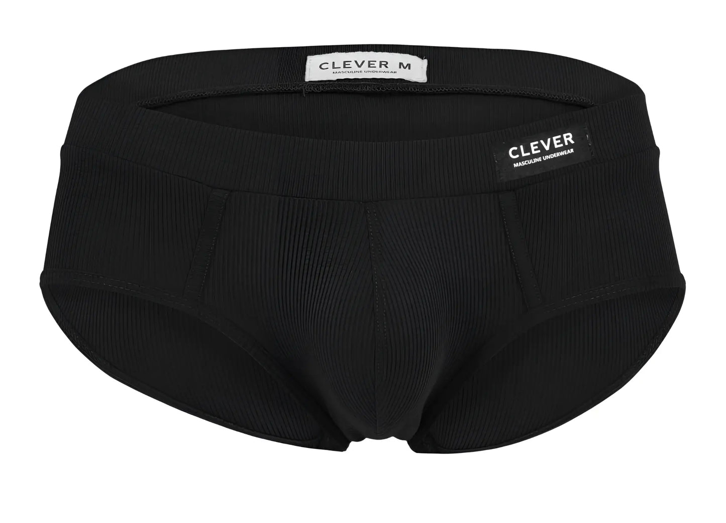 Black ribbed cotton briefs with clever m label on waistband from clever 1605 spirit briefs color black product