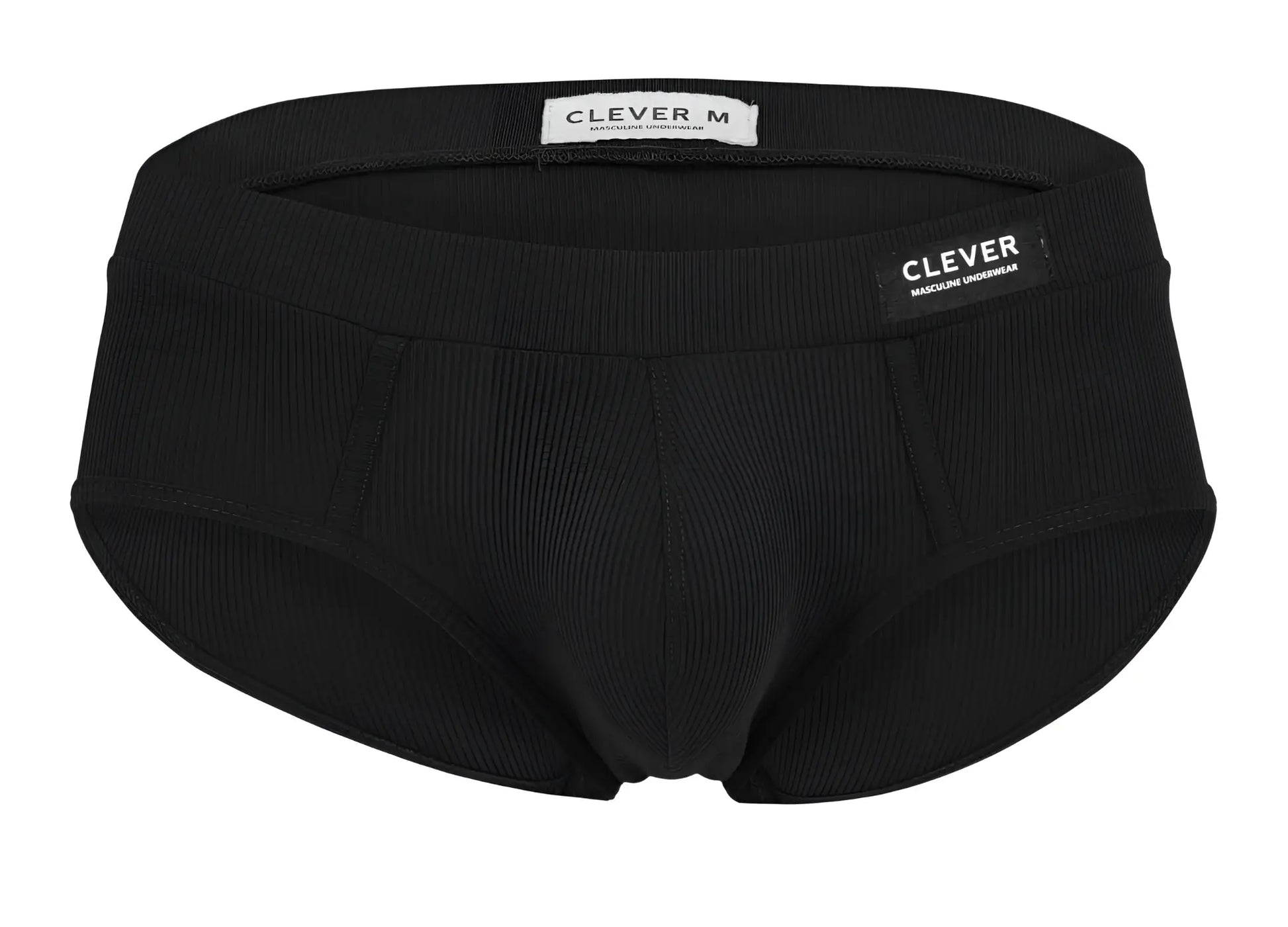 Black ribbed cotton briefs with clever m label on waistband from clever 1605 spirit briefs color black product
