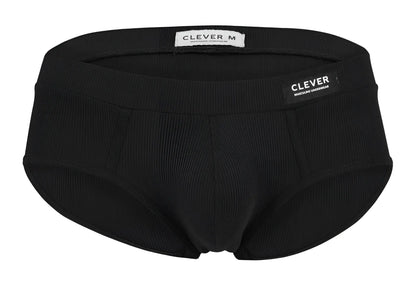 Black ribbed cotton briefs with clever m label on waistband from clever 1605 spirit briefs color black product