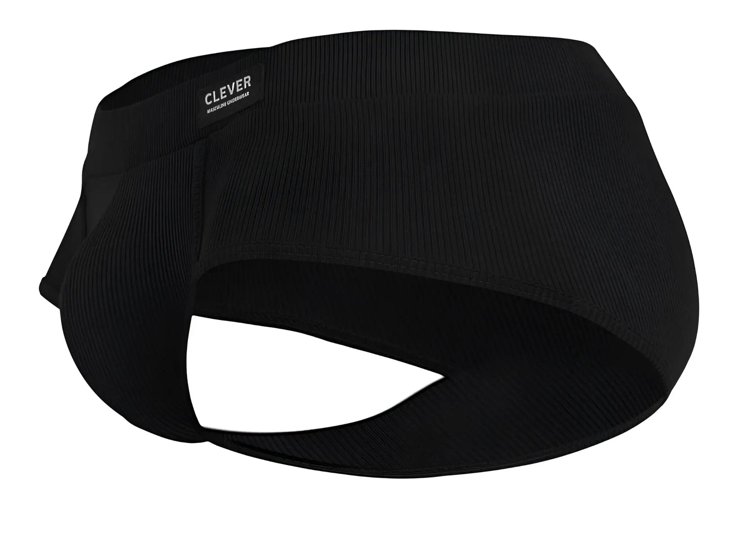 Black ribbed fabric headband with clever brand label featured inside shown with clever 1605 spirit briefs color black product
