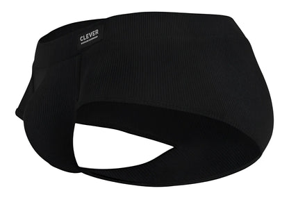 Black ribbed fabric headband with clever brand label featured inside shown with clever 1605 spirit briefs color black product