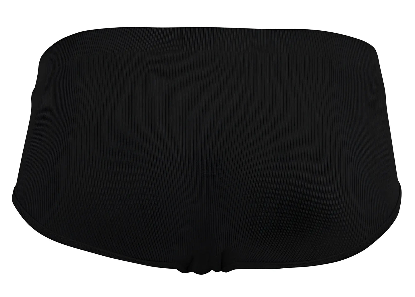 Black ribbed knit bikini bottom with smooth seamless design from clever 1605 spirit briefs in color black