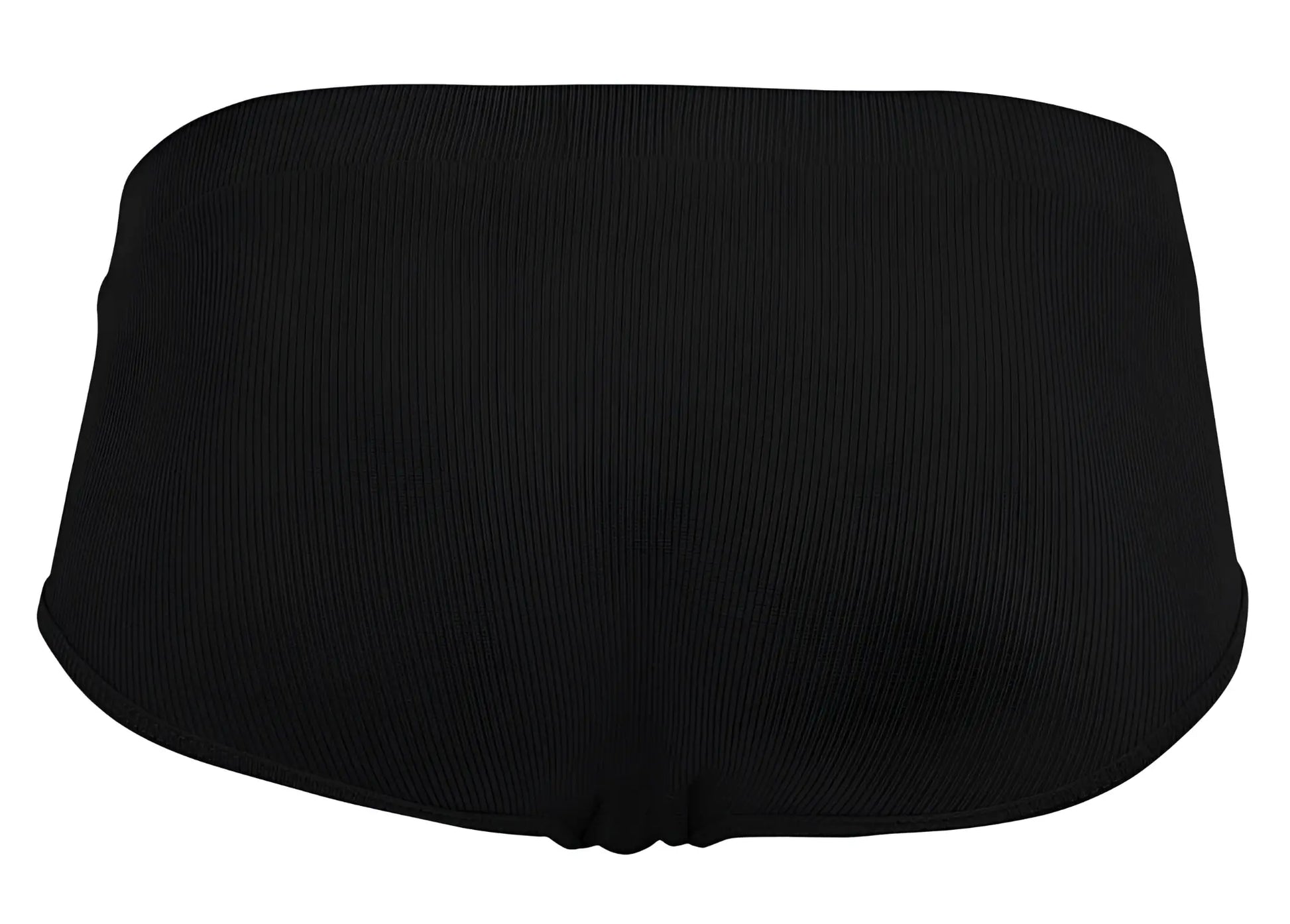Black ribbed knit bikini bottom with smooth seamless design from clever 1605 spirit briefs in color black