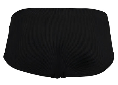 Black ribbed knit bikini bottom with smooth seamless design from clever 1605 spirit briefs in color black