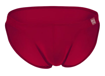 Solid red clever 1608 beatnik bikini swim trunks with smooth fabric finish and neatly stitched edges