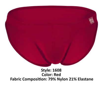 Red clever 1608 beatnik bikini swim trunks made of 79% nylon 21% elastane with a sleek form-fitting design and center seam