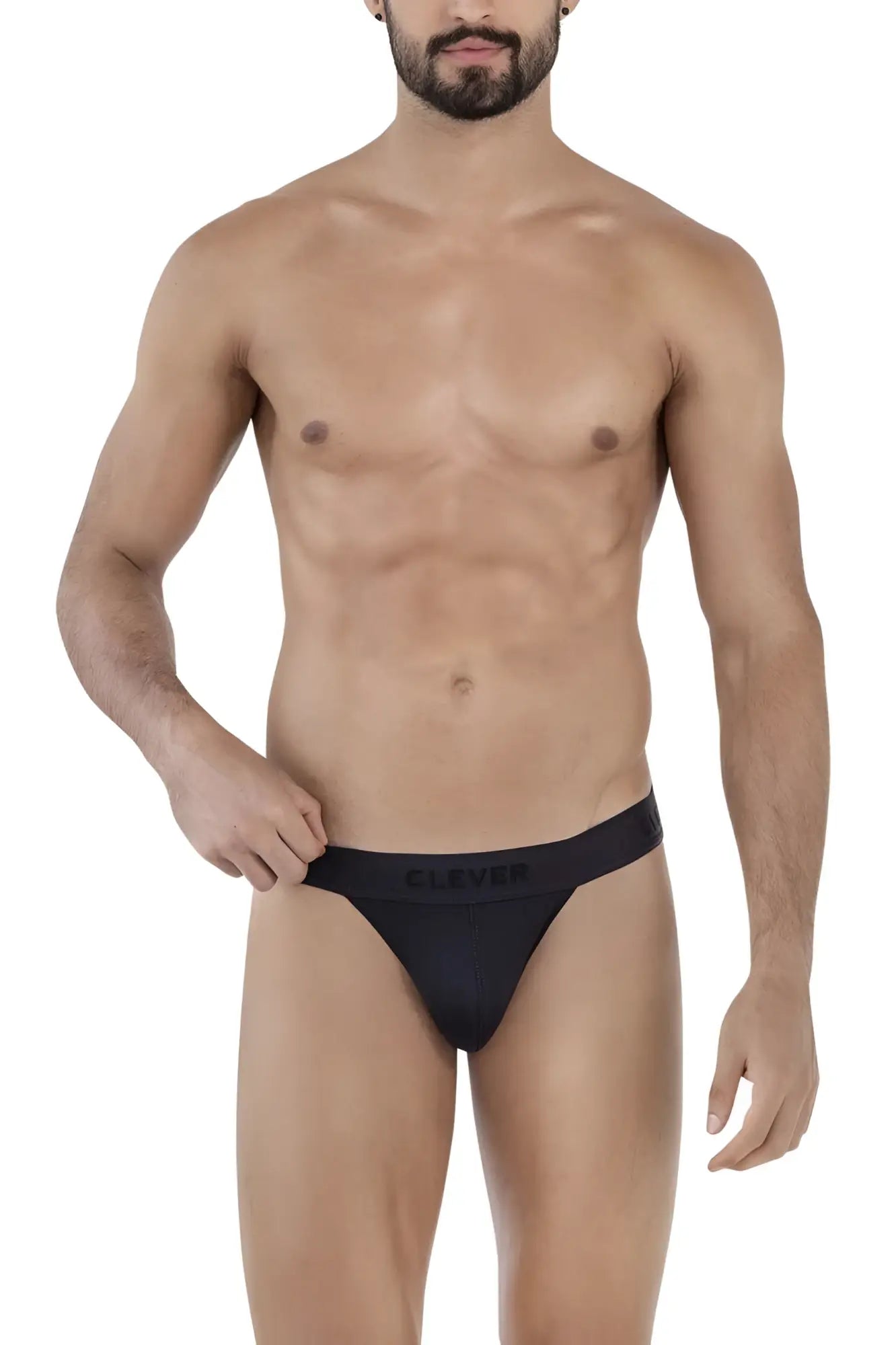 Black cotton briefs with a subtle clever logo embroidered on the waistband from clever 1627 deseo bikini color black