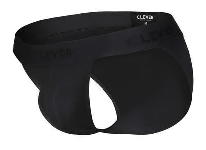 Black clever 1627 deseo bikini briefs with smooth stretchy fabric and subtle brand logo on the waistband