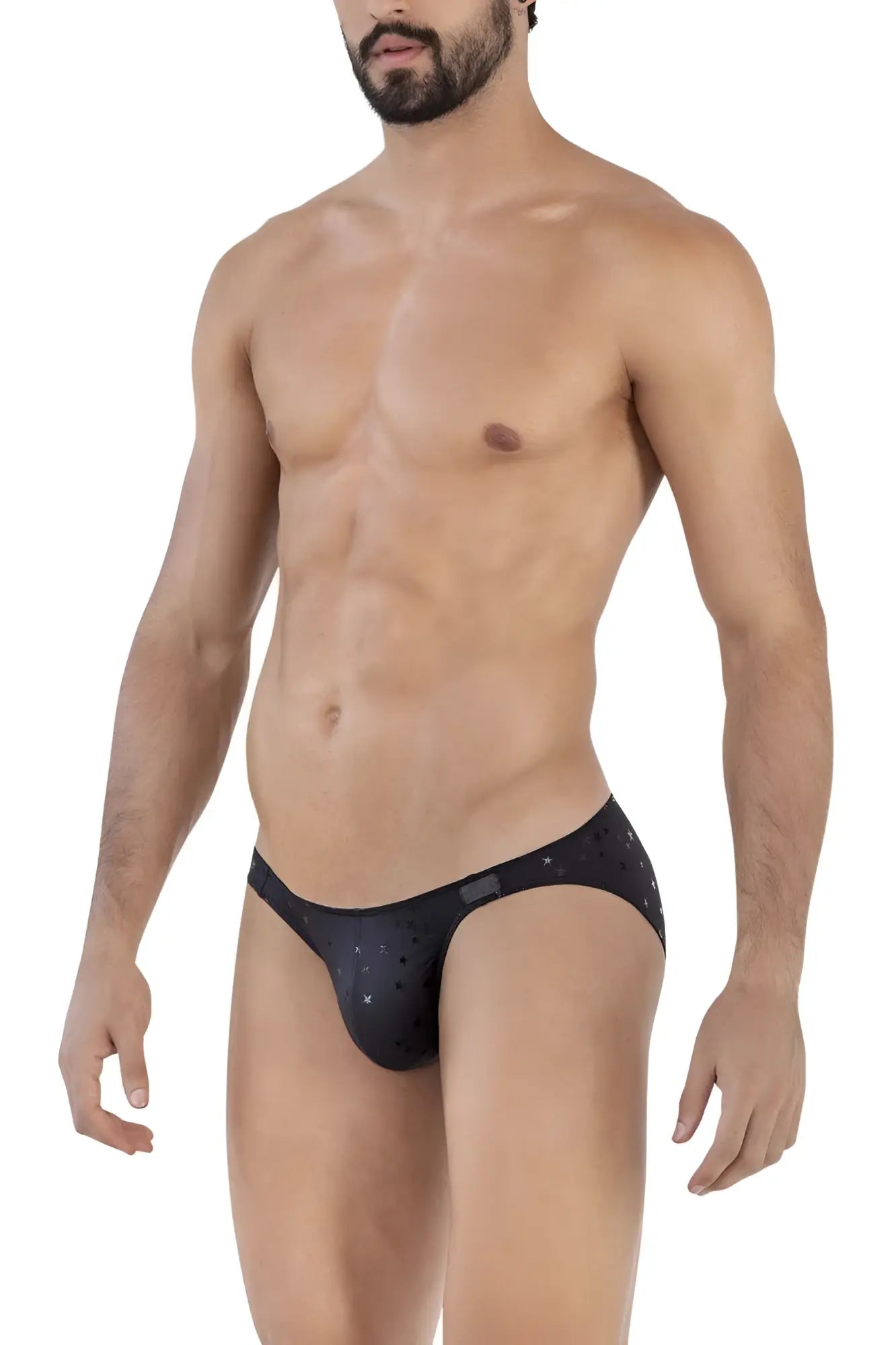 Black clever 1633 illusion bikini briefs with subtle star pattern designed for comfortable everyday wear