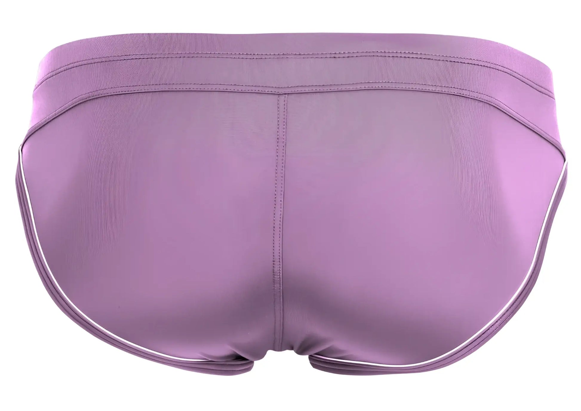 Purple clever 1656 mirage bikini briefs with white trim along waistband and leg openings for athletic use