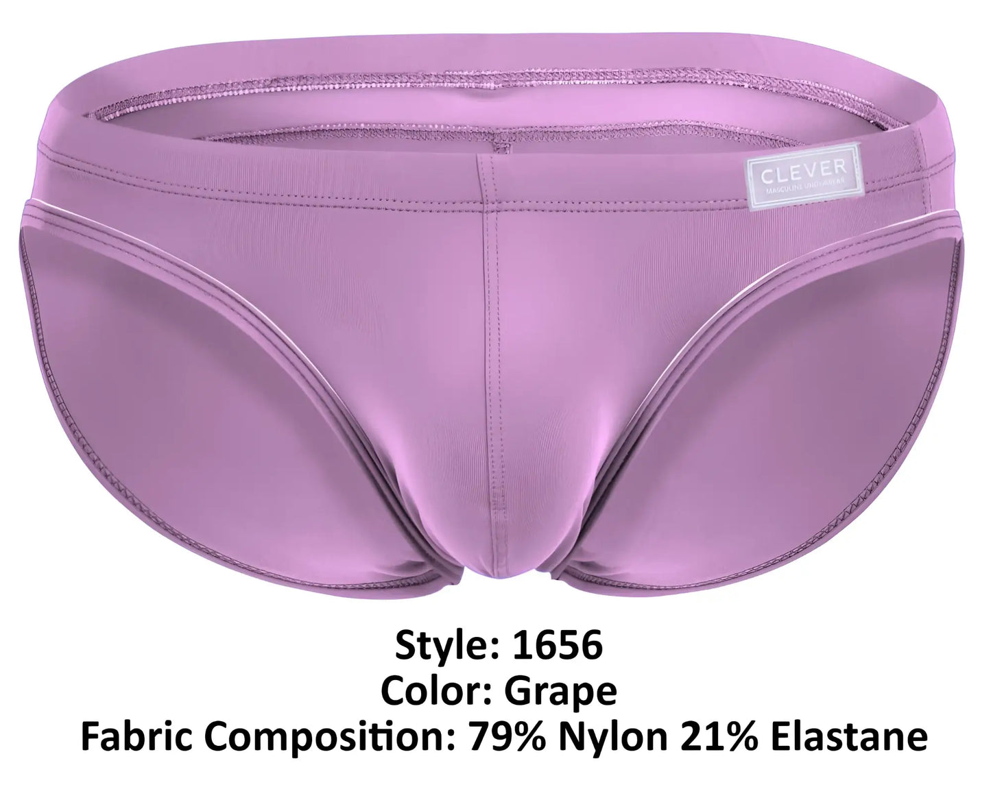 Purple grape-colored clever 1656 mirage bikini briefs made of 79% nylon 21% elastane with a sleek fit