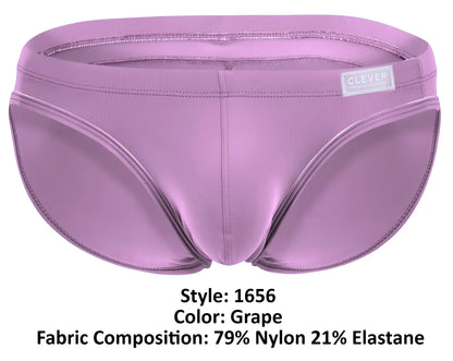 Purple grape-colored clever 1656 mirage bikini briefs made of 79% nylon 21% elastane with a sleek fit