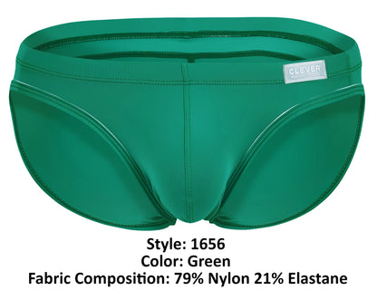 Green men’s swim trunks clever 1656 mirage bikini color green with sleek fit made of 79% nylon 21% elastane