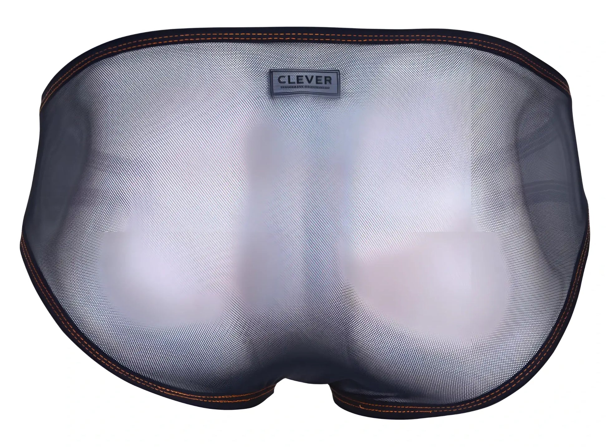 Dark gray mesh briefs with brown stitching and clever brand label in clever 1657 mockery bikini color orange design