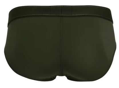 Dark olive green clever 1670 britanica briefs with matching elastic waistband designed for comfortable wear