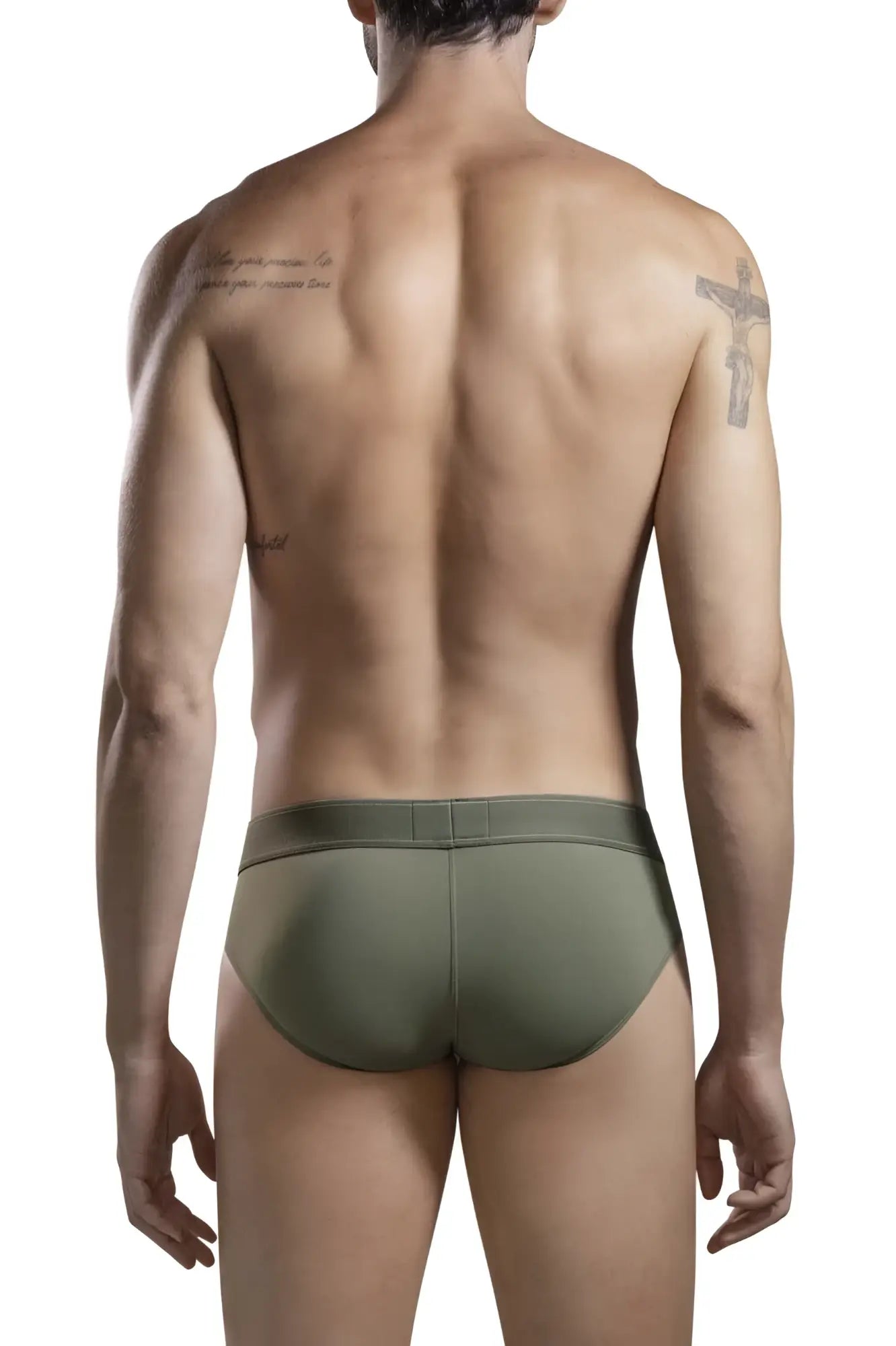 Olive green clever 1670 britanica briefs with smooth form-fitting fabric and subtle elastic waistband