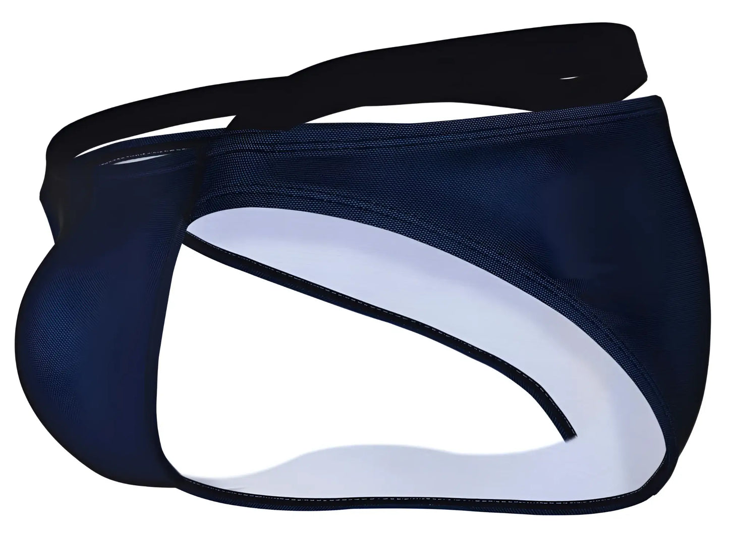 Navy blue mesh briefs with white lining and black elastic waistband from Clever 1675 Eroticism Bikini color blue