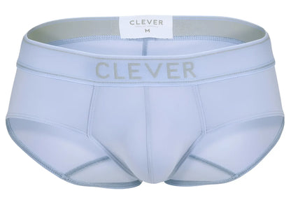 Light blue clever 1683 imagination men’s briefs with branded waistband and white size M label visible on front side