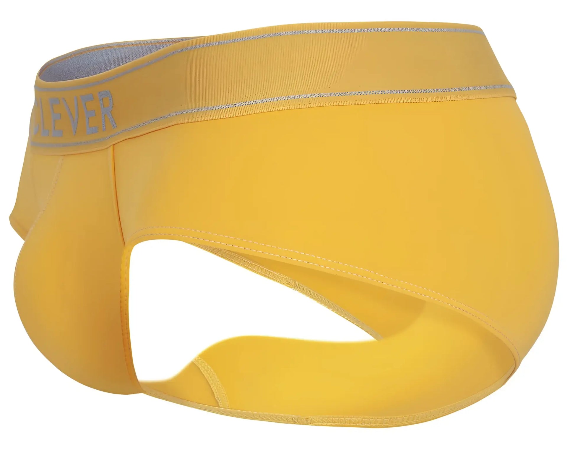 Bright yellow clever 1683 imagination briefs for men with gray forever elastic waistband for comfortable support