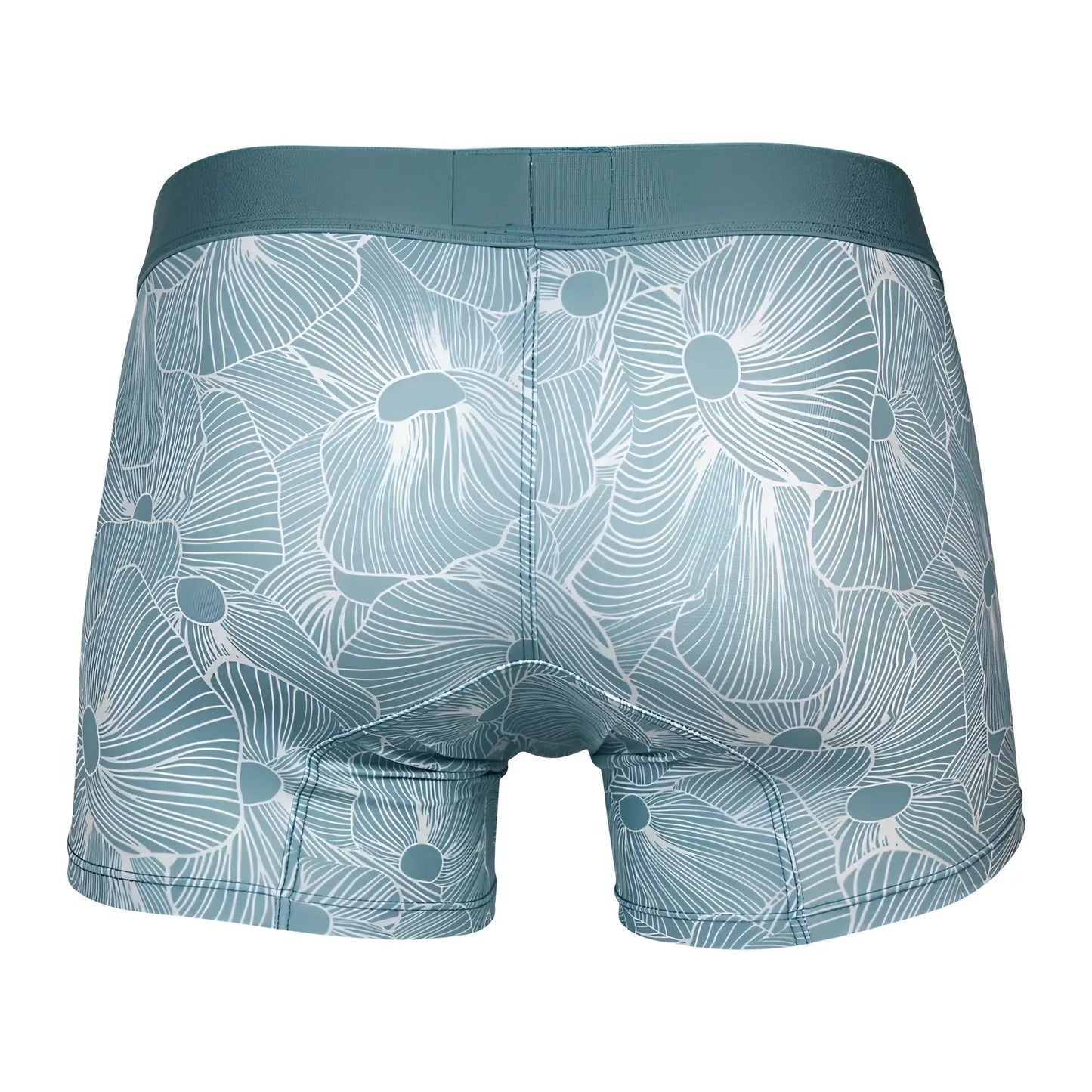 Teal floral-patterned boxer briefs with matching elastic waistband clever 1729 rose trunks color green