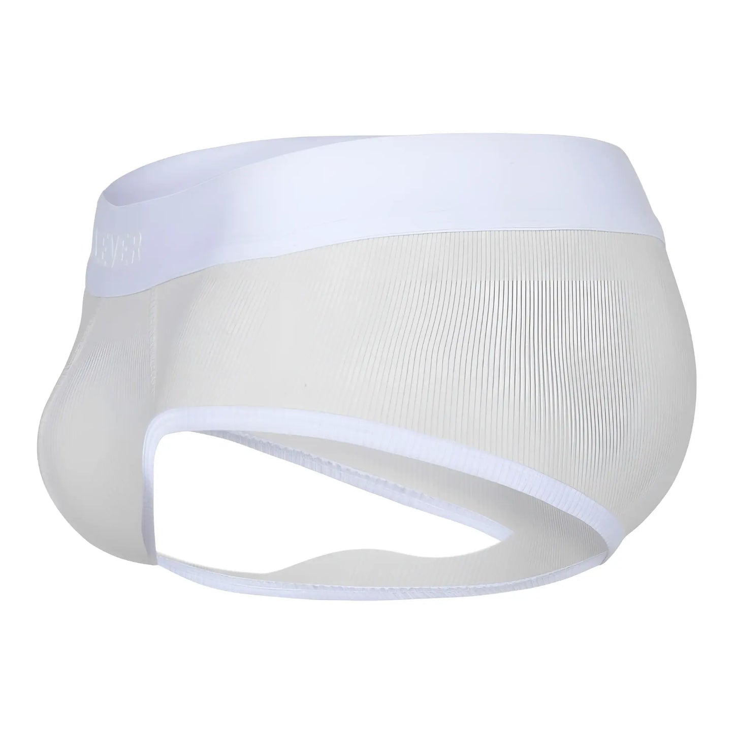 Beige clever 1733 brief made of white mesh with solid white waistband and leg openings for comfortable wear