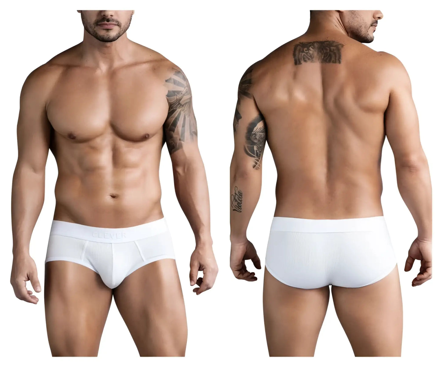 White ribbed briefs with smooth elastic waistband in beige from clever 1733 colors for comfortable everyday wear