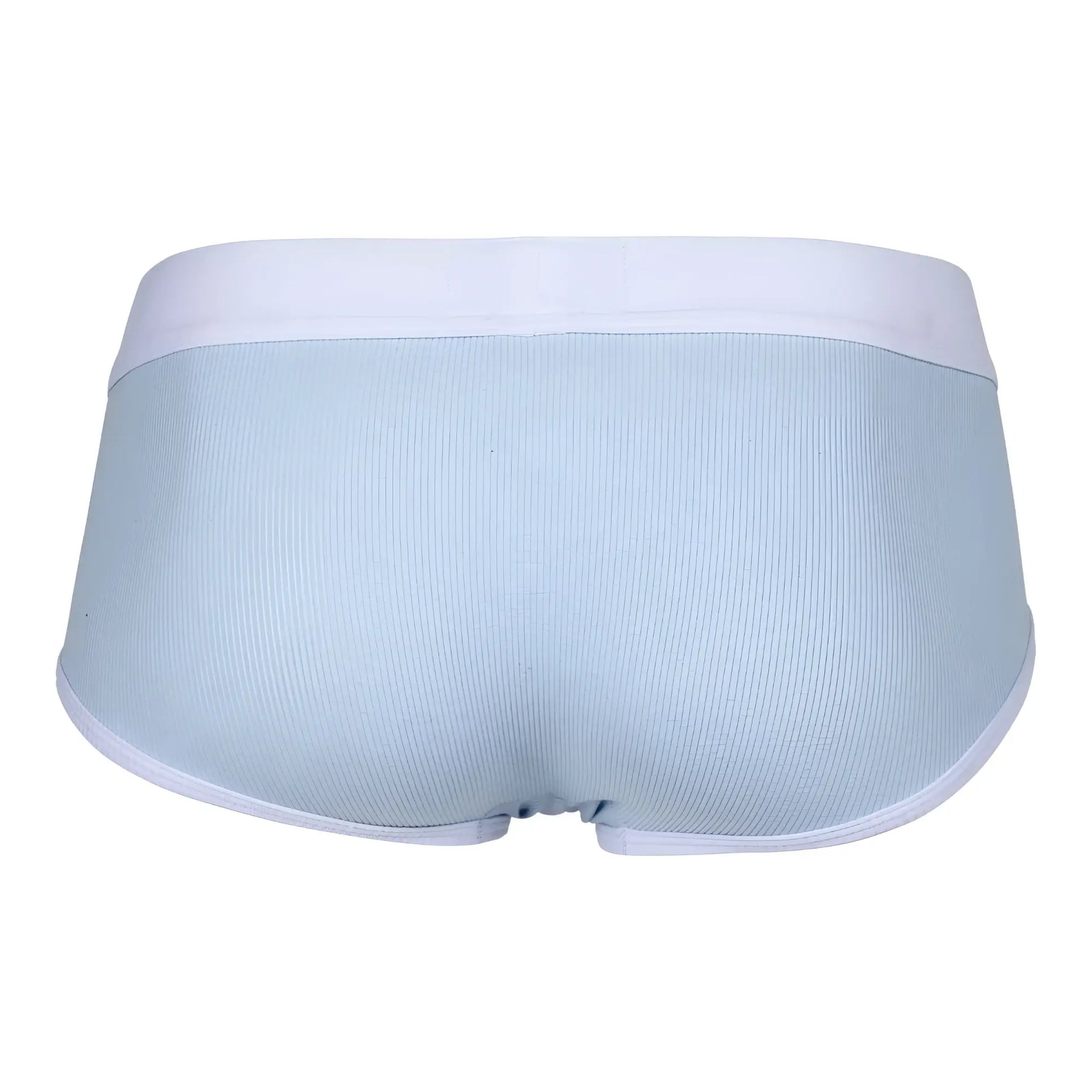 Light blue ribbed briefs with white elastic waistband and trim from clever 1733 colors briefs collection