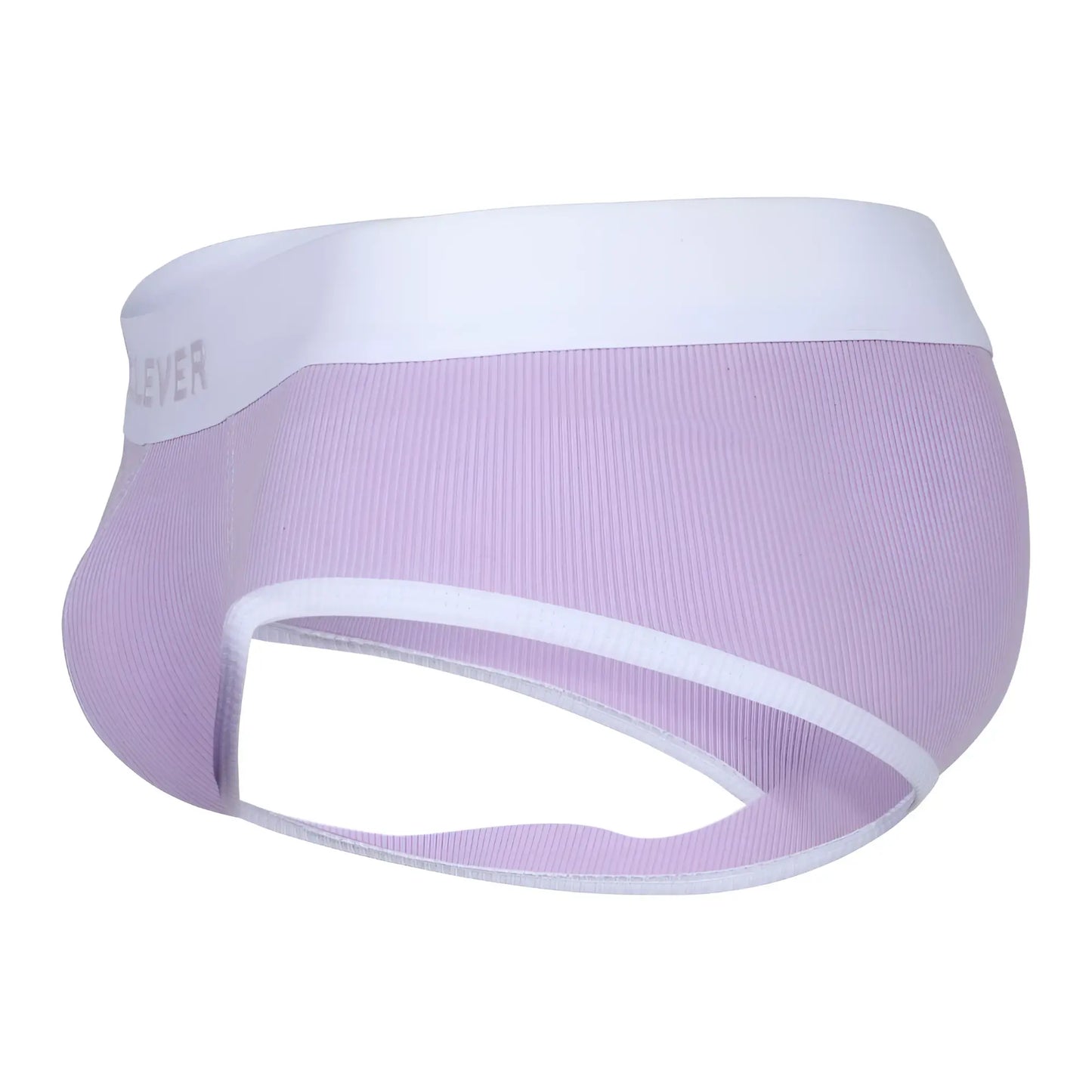 Lavender ribbed mesh briefs with white elastic waistband and trim from clever 1733 colors in lilac color