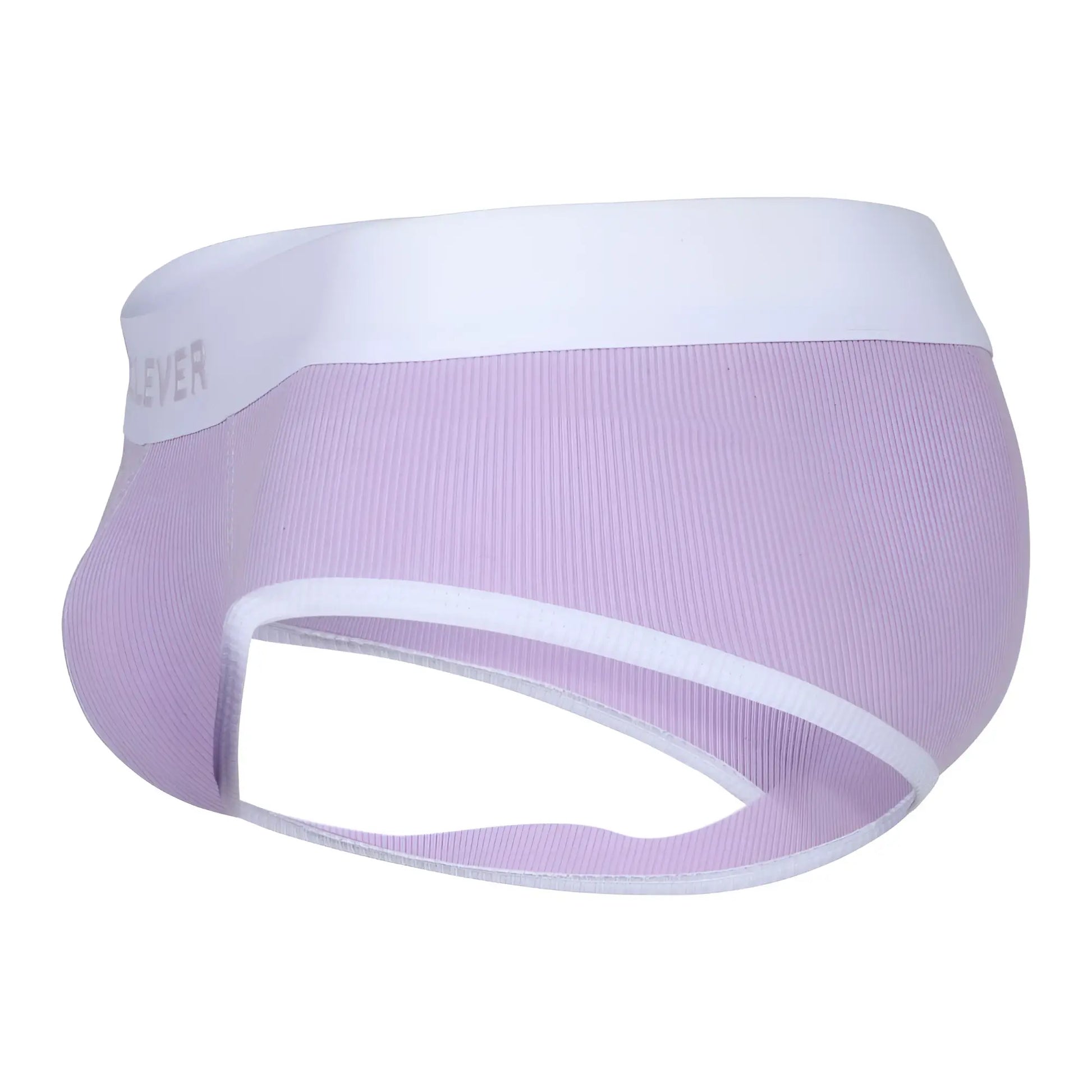 Lavender ribbed mesh briefs with white elastic waistband and trim from clever 1733 colors in lilac color