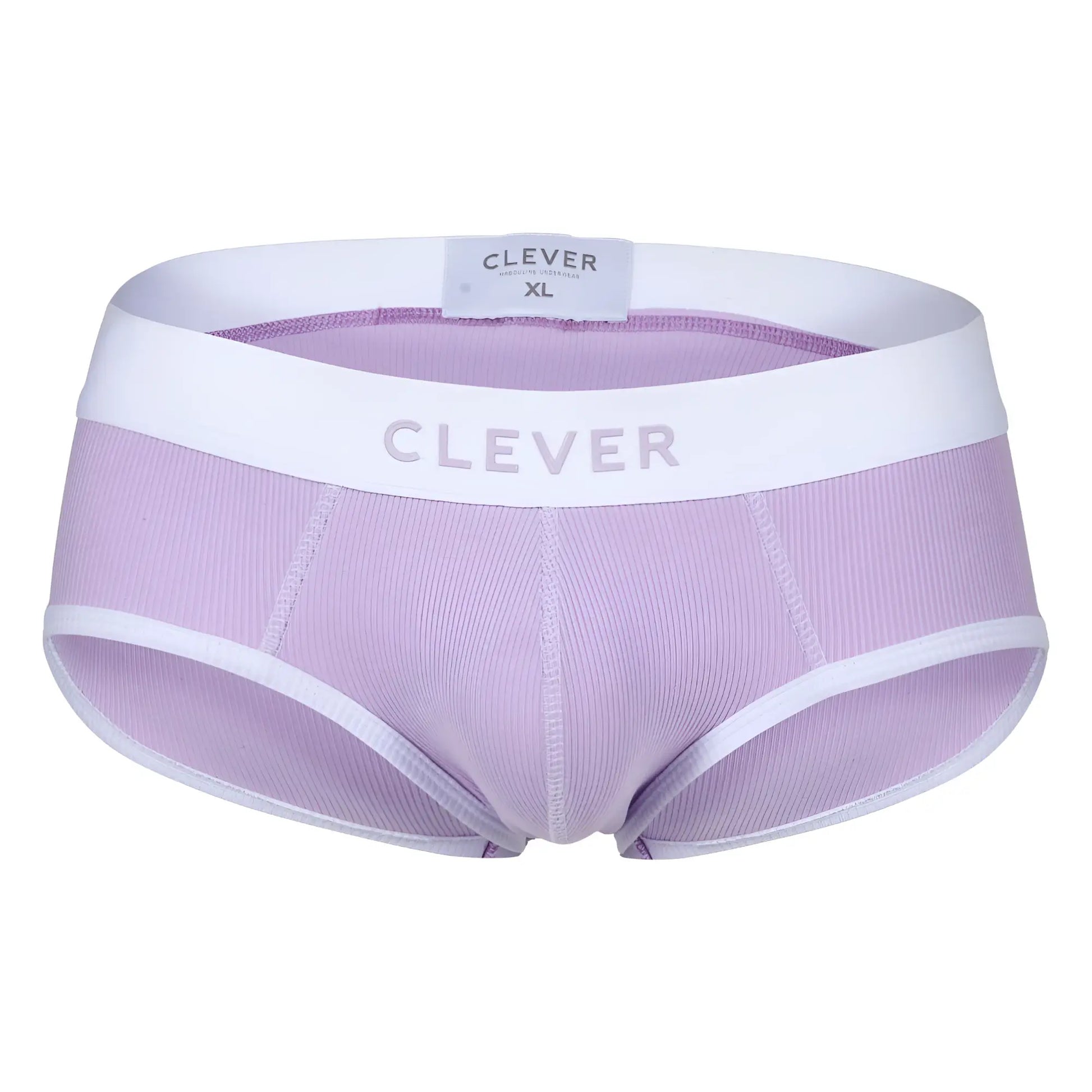 Lavender ribbed briefs with white elastic waistband and trim by Clever 1733 Colors in lilac color