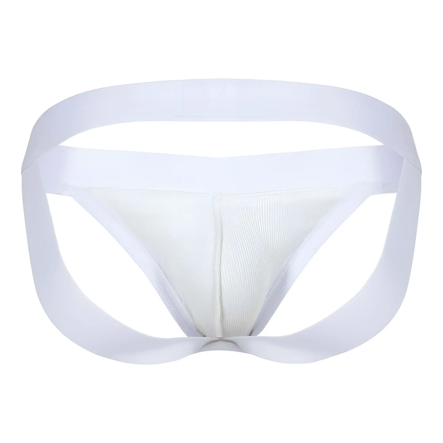 White clever 1734 colors jockstrap beige with smooth seamless design and supportive waistband shown from front