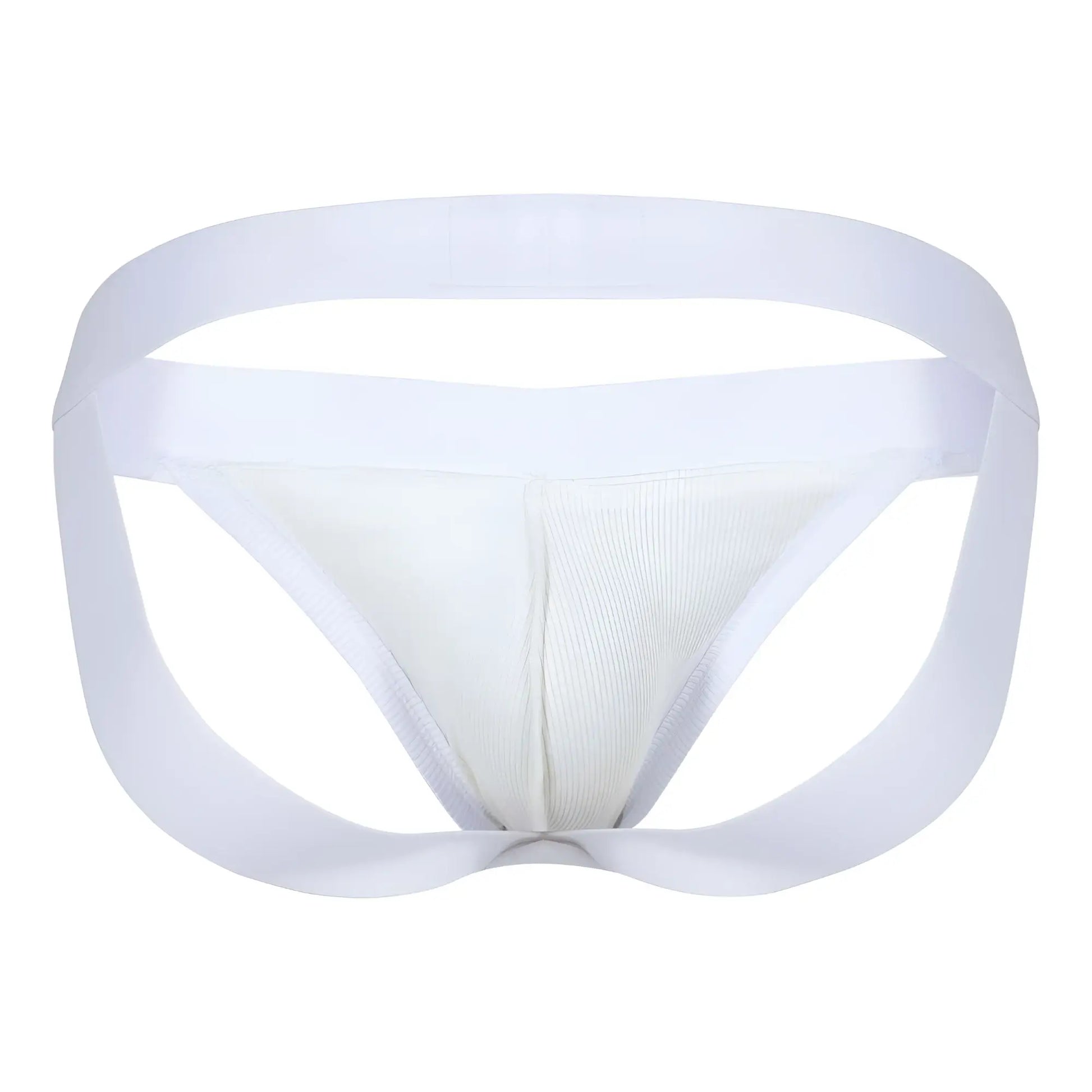 White clever 1734 colors jockstrap beige with smooth seamless design and supportive waistband shown from front