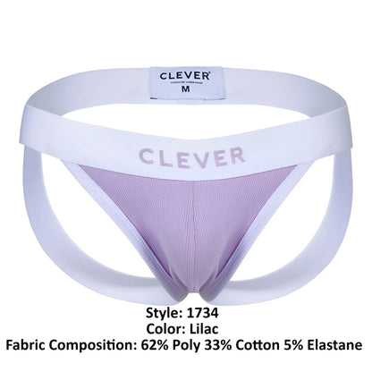 Lilac clever 1734 colors men’s athletic briefs with white elastic waistband and supportive side panels