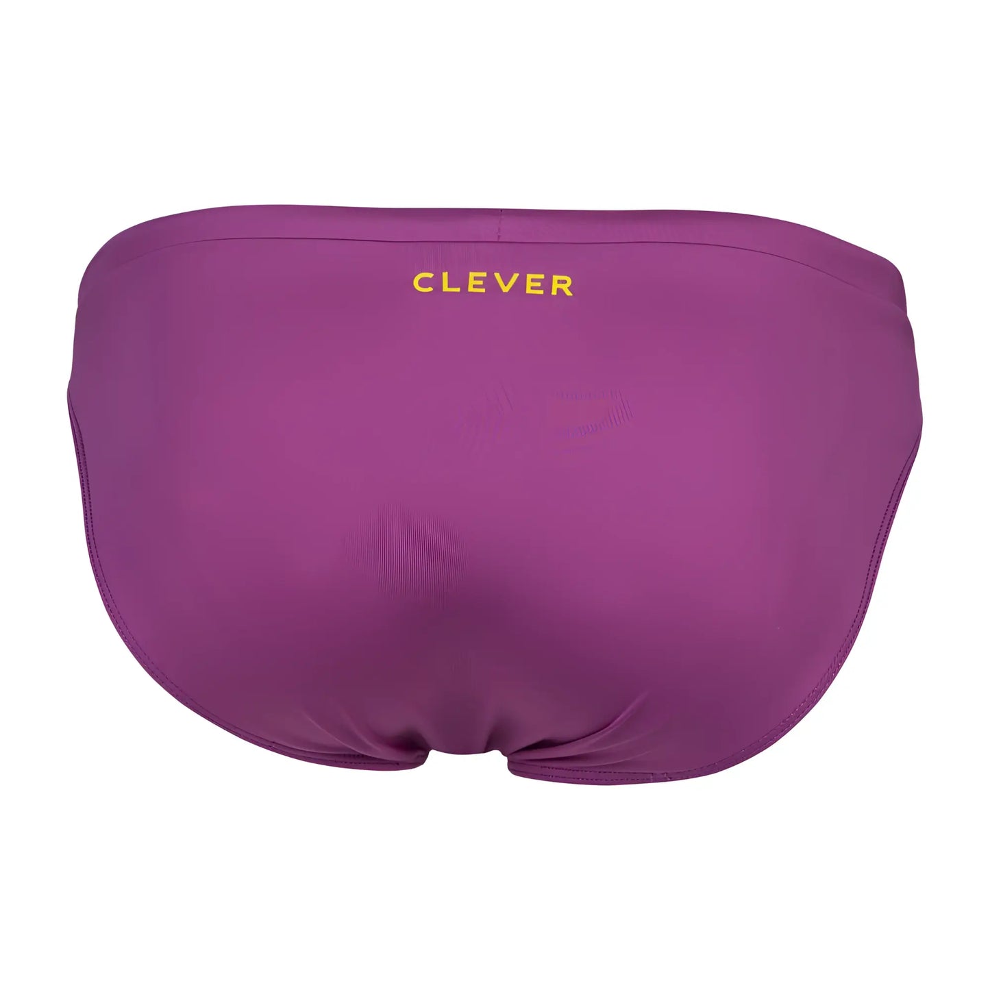 Purple clever 1735 vivo swim briefs with subtle textured fabric and gold embroidered logo on the waistband