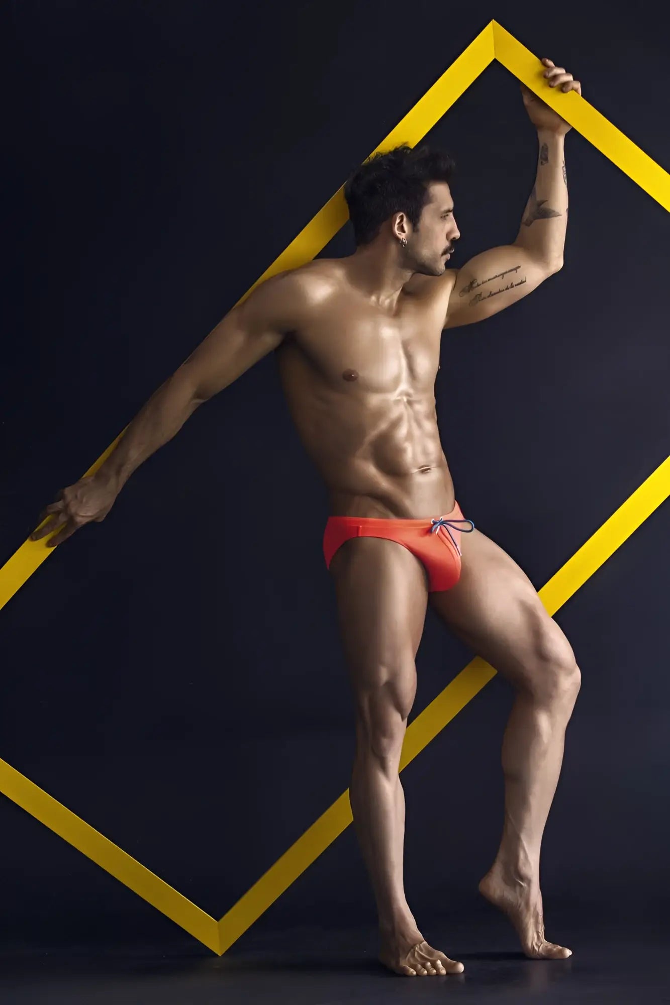 Orange clever 1735 vivo swim briefs with drawstring waistband designed for swimming and beachwear