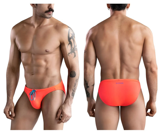 Clever 1735 vivo swim briefs in vibrant orange with blue drawstring designed for comfortable swimming use