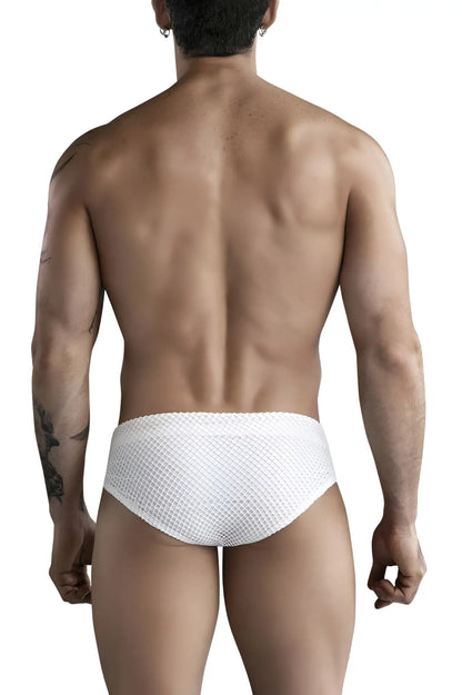 Clever 1743 island swim briefs in white mesh with a snug form-fitting design for comfortable swimwear use