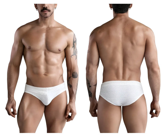 White clever 1743 island swim briefs mesh design with textured breathable fabric for comfortable swimwear use