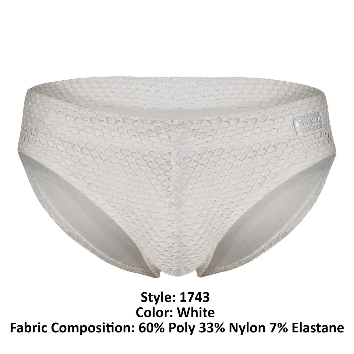 White textured clever 1743 island swim briefs with subtle diamond-patterned weave and modern design