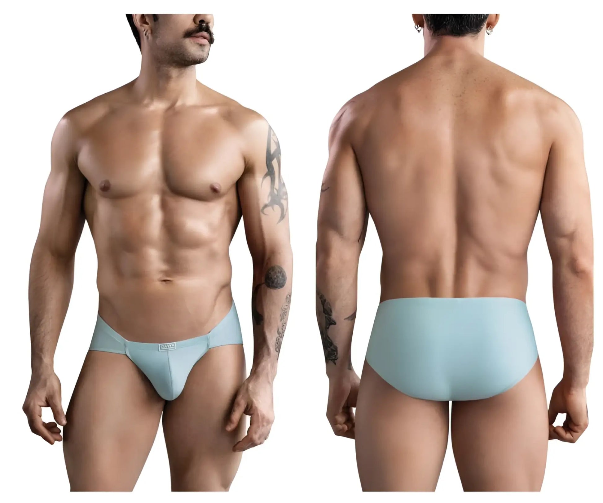 Light blue smooth-textured men’s briefs with subtle waistband detail in Clever 1744 spring briefs color green