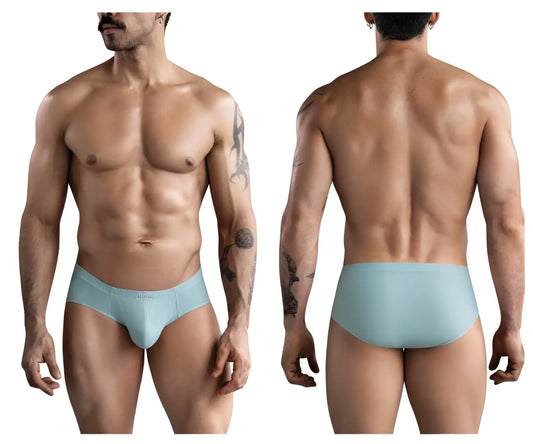 Light blue seamless briefs with a subtle brand logo on the waistband from clever 1746 pastel briefs color green collection