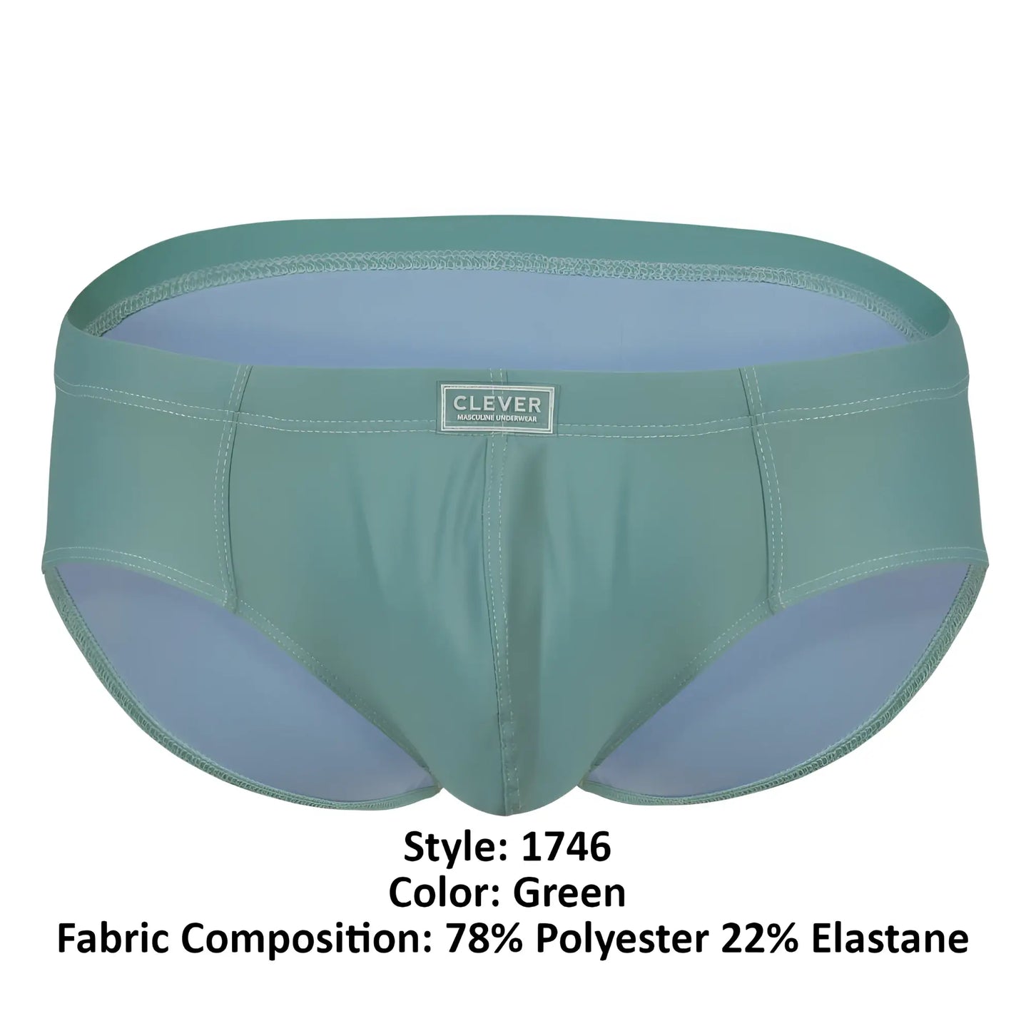 Green clever mens briefs clever 1746 pastel briefs made of 78% polyester and 22% elastane