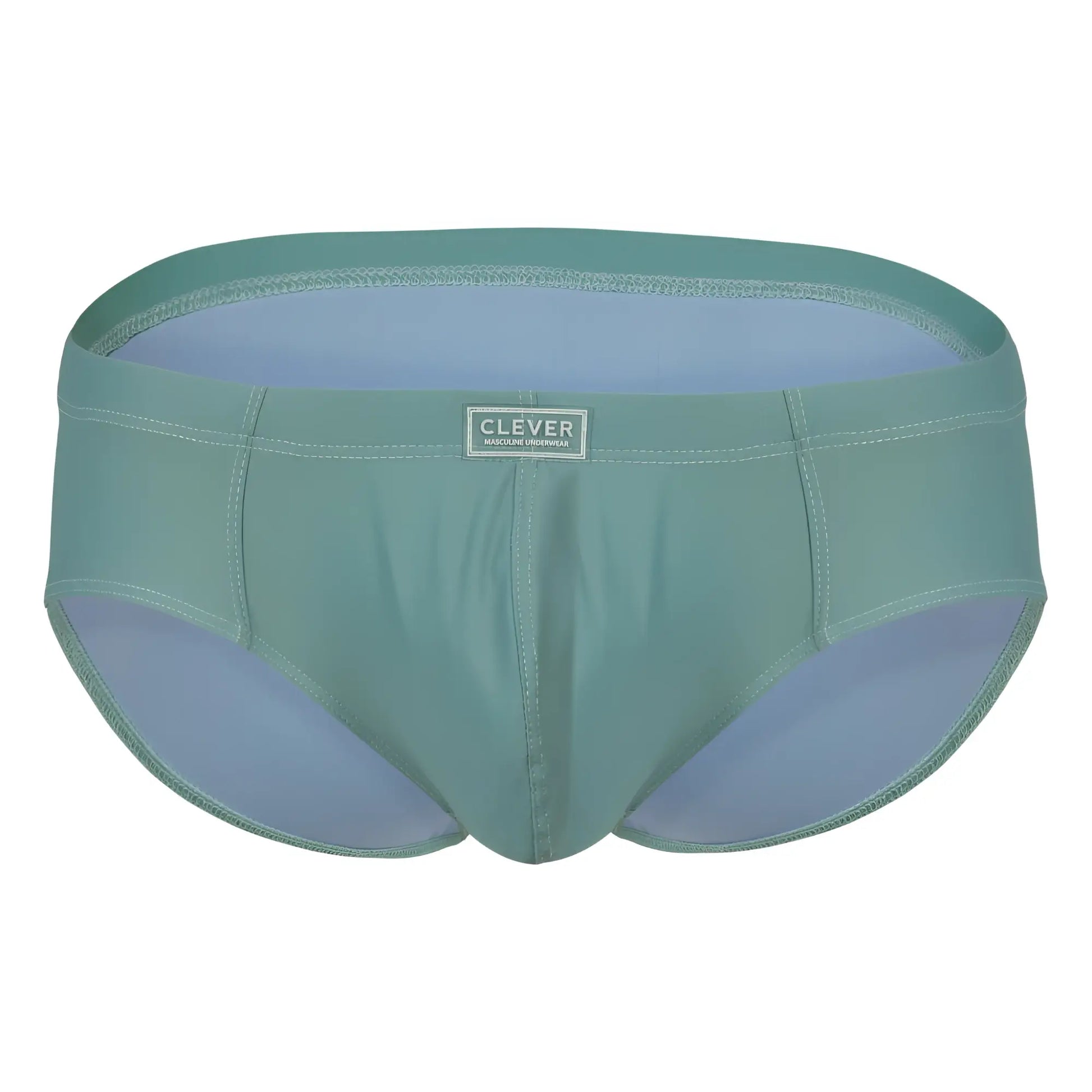 Teal clever 1746 pastel brief with light blue inner lining and clever brand label on waistband in green color