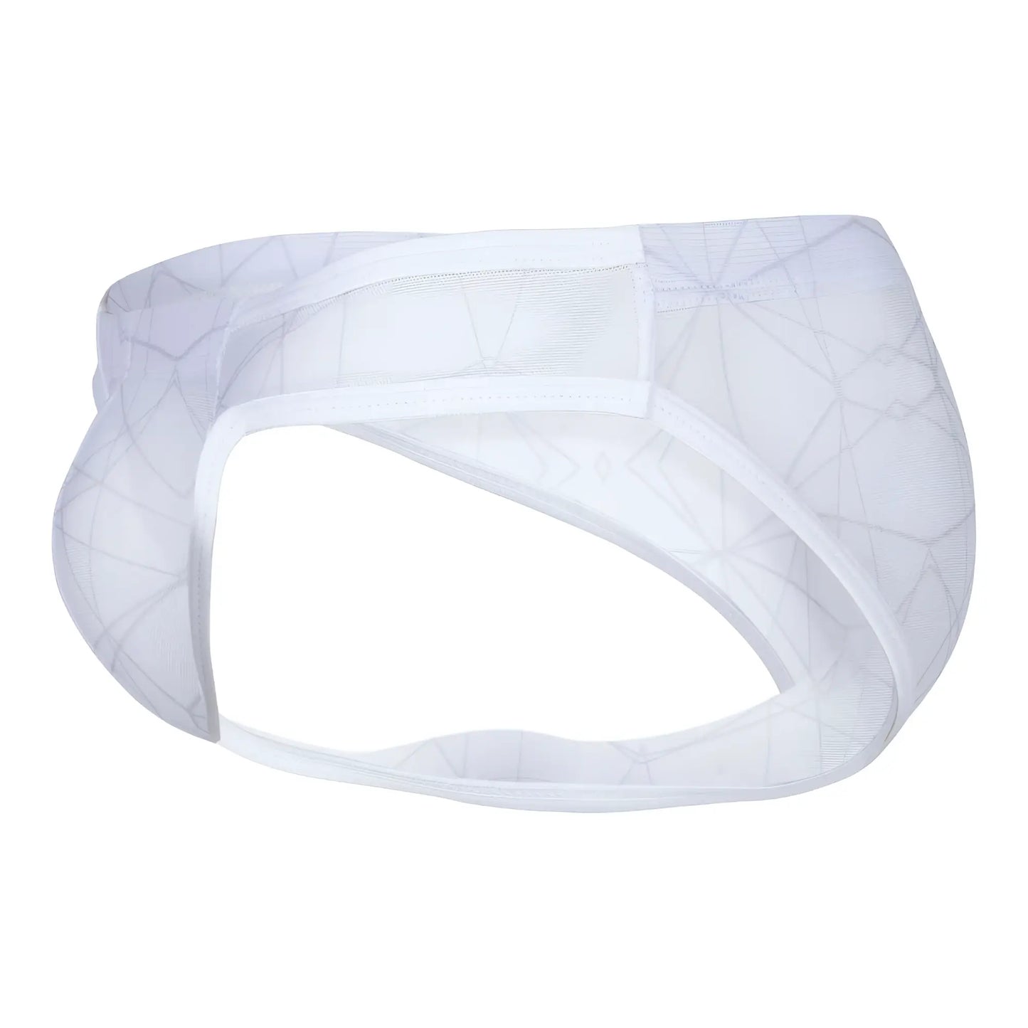 White mesh briefs with a subtle geometric pattern from clever 1747 geometric bikini in color white