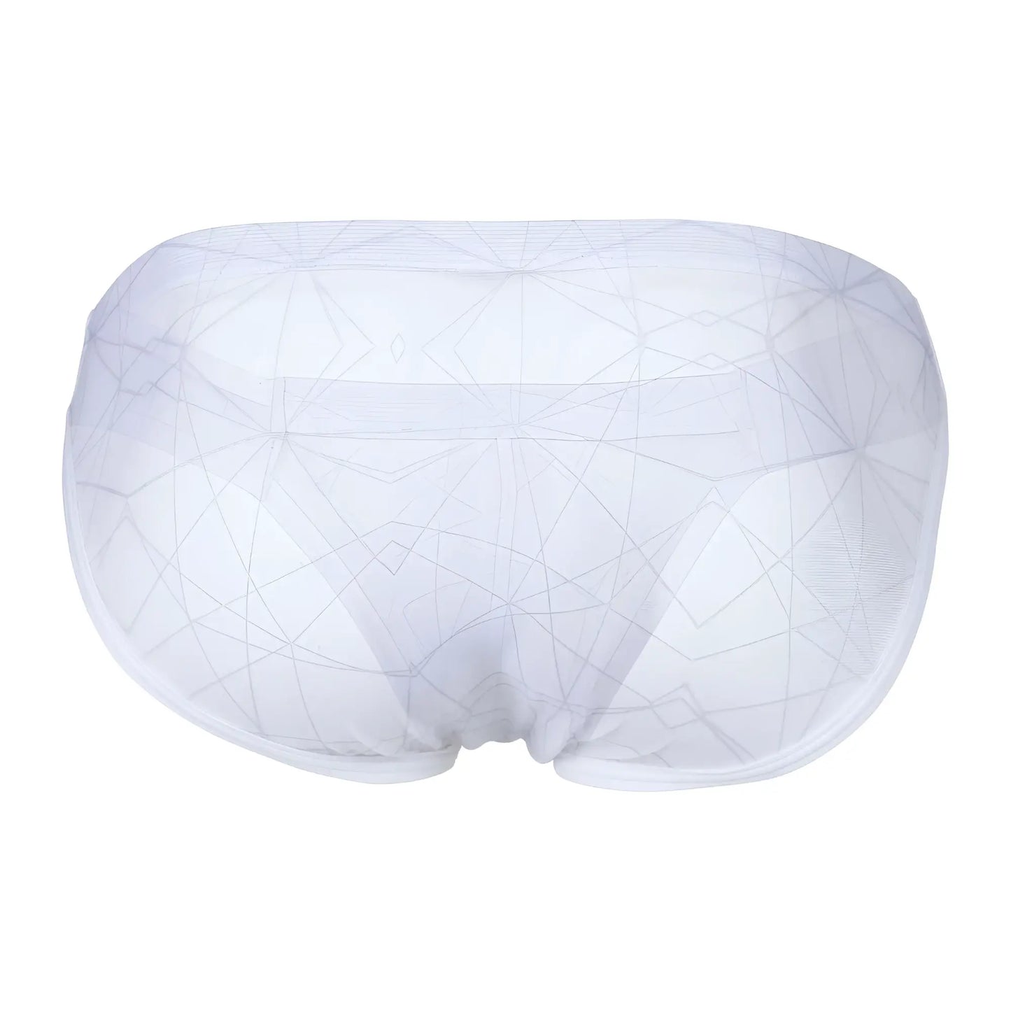Clever 1747 geometric bikini white sheer mesh briefs with subtle geometric pattern front view