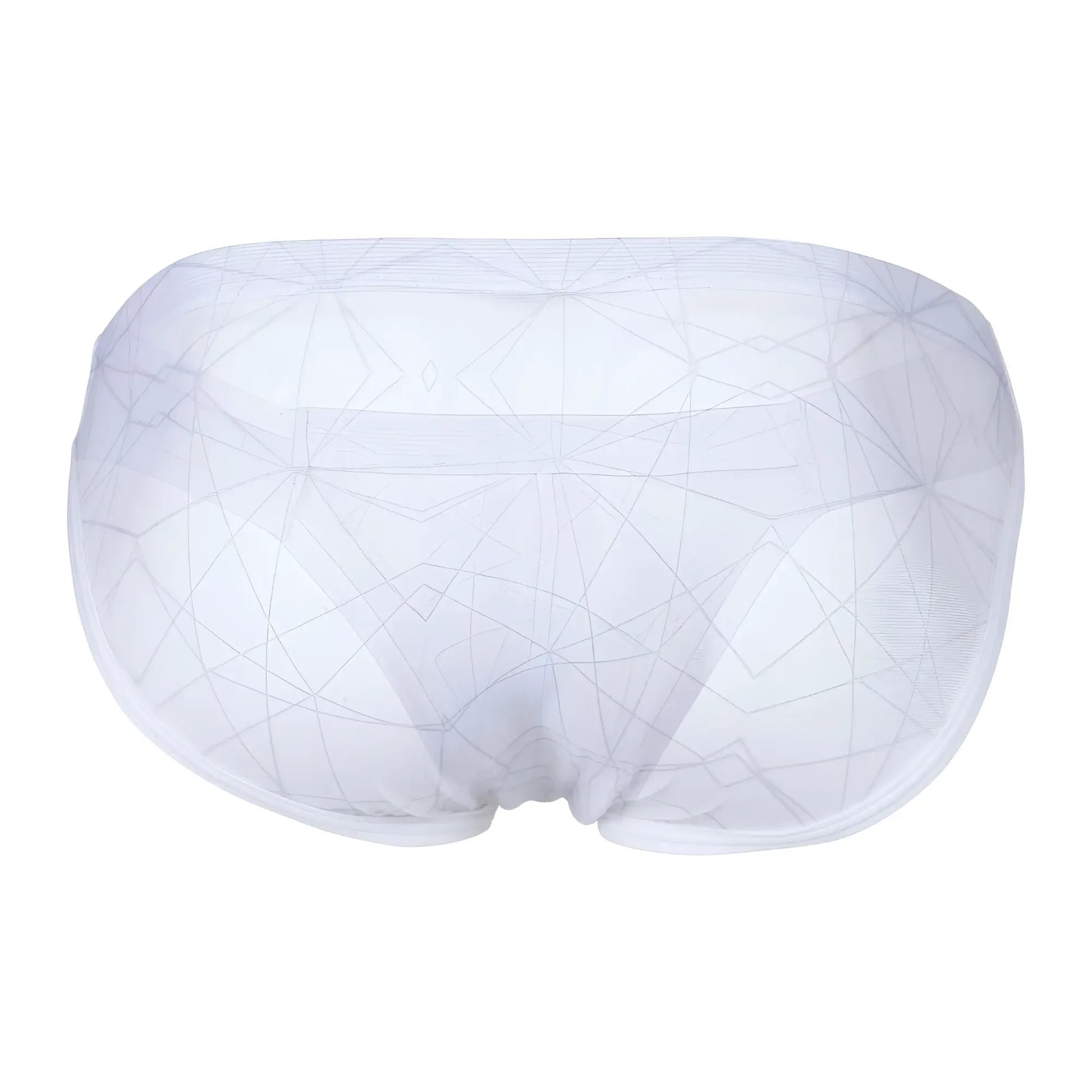 Clever 1747 geometric bikini white sheer mesh briefs with subtle geometric pattern front view