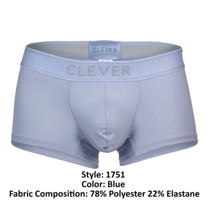 Light blue clever 1751 craftiness trunks men’s boxer briefs made of 78% polyester 22% elastane front view